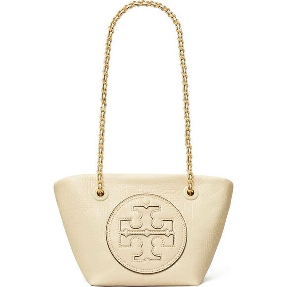 Tory Burch Women's Cream Small Ella Crinkle Patent Chain Crossbody Bag NWOT - Picture 1 of 10